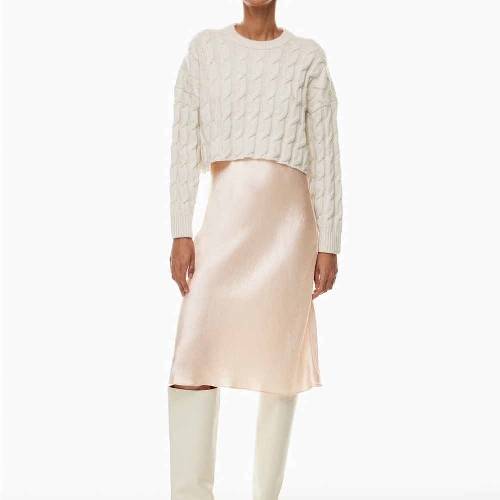 Babaton Slip Satin Midi Skirt - Denude Color